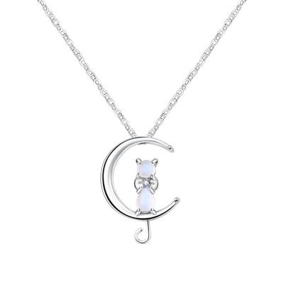微汀|月亮猫咪999纯银项链礼物