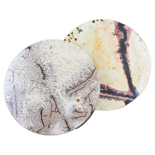 如鸿天然水晶圆盘片状图画石原石茶杯垫片底盘底板水墨画石头