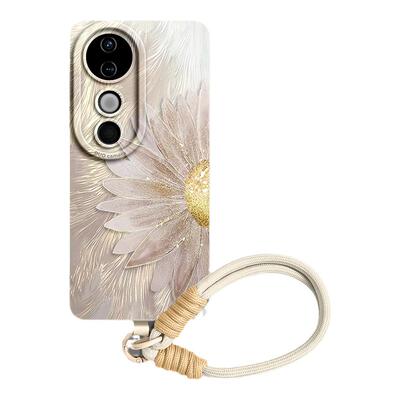 流羽半边花带防丢挂绳液态硅胶壳