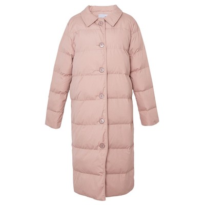 小个子中长款白鸭绒大衣韩风方领