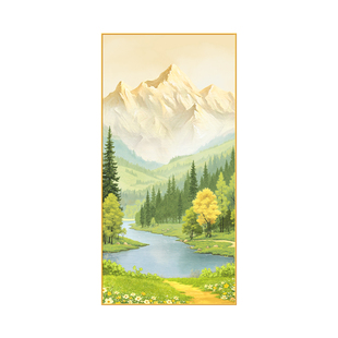 金山聚宝入户玄关灯画2026新款走廊过道山水画客厅竖版led发光画