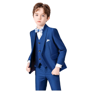 罗蒙男童西装套装儿童钢琴表演礼服主持人演出服男孩花童蓝色西服
