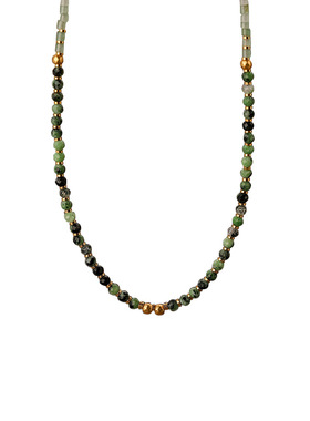 绿色小米珠串珠天然石项链