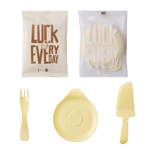 食客工具水滴一次性生日蛋糕刀叉盘套装食品级塑料餐具可定制logo