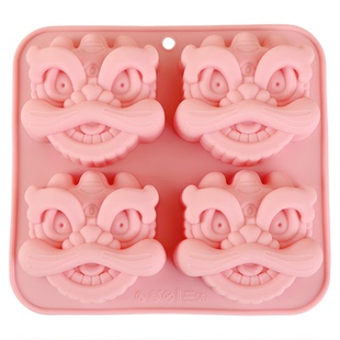 四连国风醒狮甜品果冻白凉粉冰块雪糕冰激淋食品级硅胶模具蒸糕模