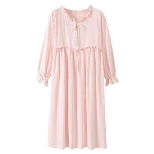 猫人睡裙女睡衣春秋季秋款纯棉长袖长款连衣裙子夏款薄款套装