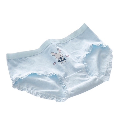 云水蓝纯棉中腰三角裤女士内裤