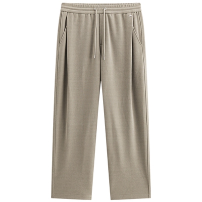 【商场同款】太平鸟男装 卡其色抽绳卫裤冬季新款休闲裤B1GMF4458