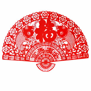 春节年货装饰大号镂空雕刻手工植绒布玻璃墙贴剪纸窗花福字传统风