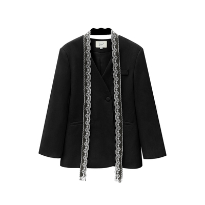 设计感西服波点吊带连衣裙套装女