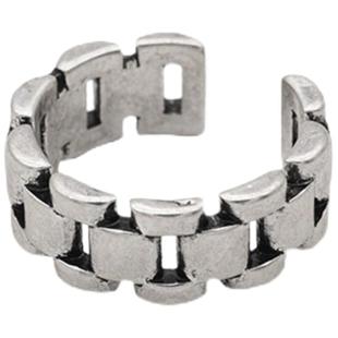 925银不掉色做旧手表带简约开口个性时尚ins冷淡风复古镂空戒指女