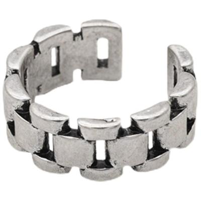 925银不掉色做旧手表带简约开口个性时尚ins冷淡风复古镂空戒指女