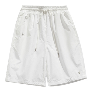 男士速干白色短裤男夏季薄款宽松五分裤2026新款速干裤男款大裤衩