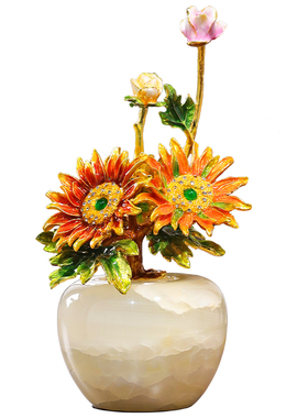 珐琅彩玉石摆件轻奢高档玄关装饰