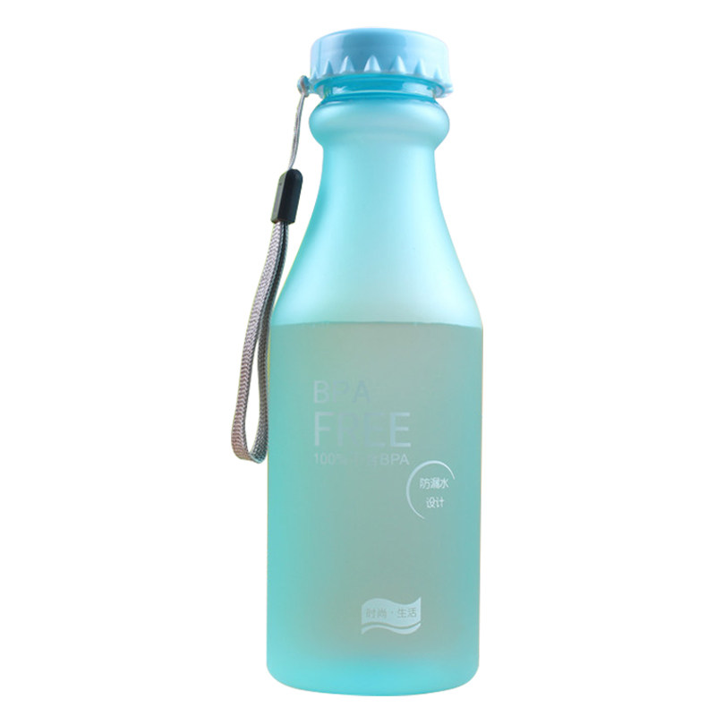 创意便携水杯磨砂优质塑料杯子学生带提绳摔不破汽水瓶密封水壶
