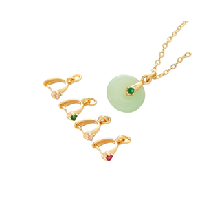 14K包金保色镶钻夹扣瓜子扣吊坠平安扣卡扣diy手工玉石首饰品配件