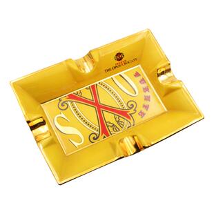 包邮 美国进口富恩特雪茄烟灰缸 原装陶瓷限量款 4位黄色长方形