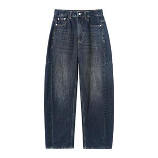 NYHSUGOO/南乙秋季90%棉质无弹炒盐砂洗牛仔裤微弯刀3843男士长裤