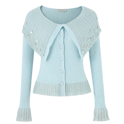 【董璇 孙涵清同款】DIANA VEVINA秋冬新款大翻领毛衣毛针织开衫