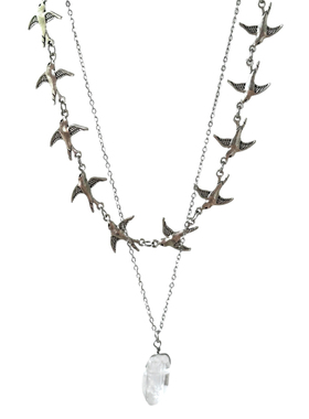 Komeiku 飞鸟异石 小众设计ins欧美复古 天然石双层毛衣项链