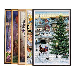 实木拼图裱框1000片大相框定制300块画框装500外框架挂墙2000平图