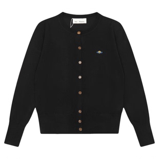 VIVIPUOOWD小标经典土星刺绣韩版百搭针织开衫女羊毛混纺毛衣