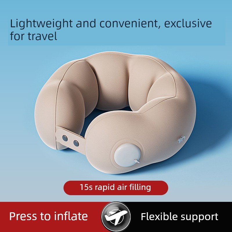 充气u型枕按压式颈枕旅行便携u形枕火车硬座睡觉神器飞机枕脖子枕