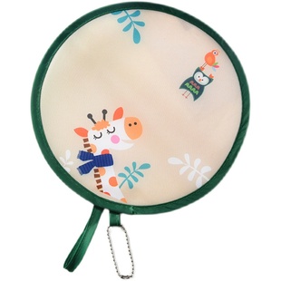 卡通带手柄折叠扇子旅行便捷迷你儿童团扇夏天随身凉扇印花圆扇子