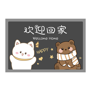 卡通硅藻泥入户门地垫简约吸水门垫家用灰色系耐脏进门玄关脚垫子