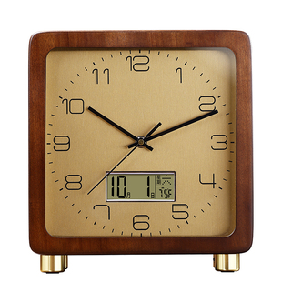 复古实木座钟客厅轻奢高级高端摆钟精美万年历摆放台式时钟表摆件