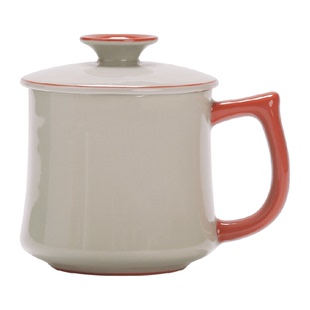 兮元记草木灰陶瓷茶杯个人专用马克杯带盖办公室水杯家用喝茶杯子