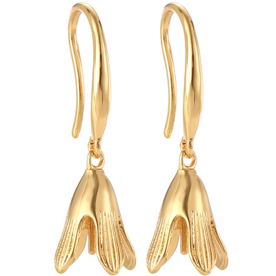 致闺蜜纯铜材质镶嵌蜜蜡耳饰空托