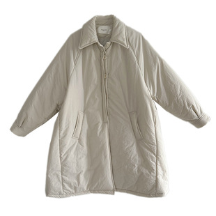 2025年冬季加厚保暖polo翻领中长款羽绒棉服女柔软过冬宽松棉衣