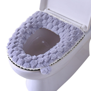 秋冬新款保暖兔绒马桶坐垫防水家用坐便器坐垫套剪花长绒马桶圈套