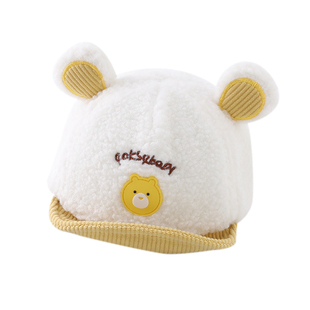 婴儿帽子秋冬季可爱超萌小熊造型鸭舌帽冬天男童婴幼儿保暖棒球帽