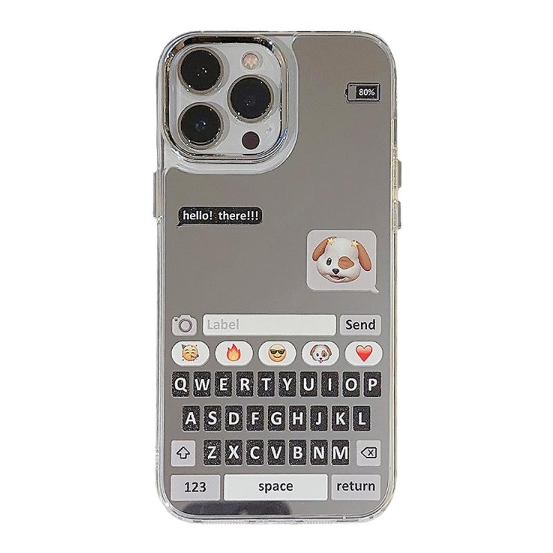 简约ins键盘适用17Pro苹果14promax手机壳iPhone13高级感12电镀镜面11小众16plus保护套15/Air