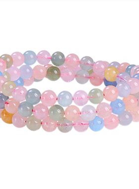 天然摩根石3圈海蓝宝水晶手串