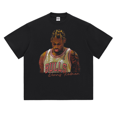 热石球星豹纹头短袖T恤Rodman