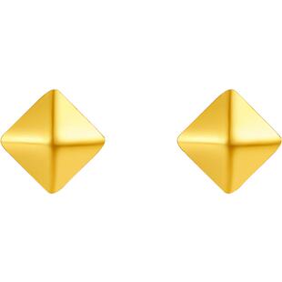 周六福黄18K金耳钉女菱形耳饰AU750多彩金甜美节日礼物送女友