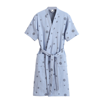 纯棉浴袍男女短袖薄款浴巾睡袍夏