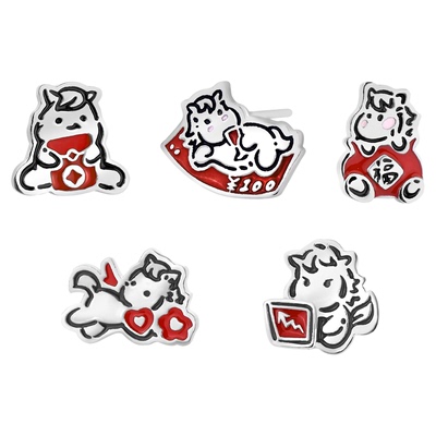 DOACH快乐小马耳钉纯银马年耳饰