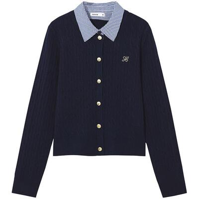 秋季新款女士假两件针织开衫