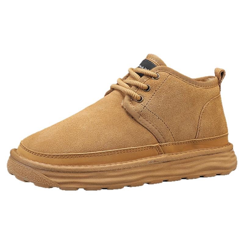 木林森雪地靴男款冬季加绒保暖爸爸休闲运动皮毛一体东北面包棉鞋