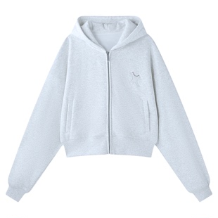 BJHG不计后果贴贴红色连帽卫衣女款春季设计感美式外套情侣上衣女