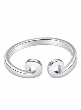 925银开口紧箍咒光面素圈戒指