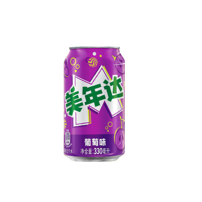 美年达葡萄味碳酸饮料330ml*24罐