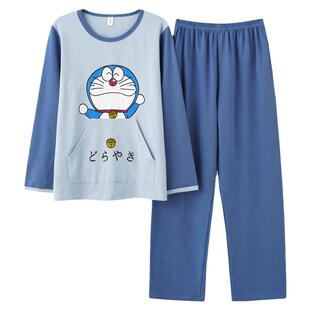 睡衣男士春秋季长袖纯棉卡通猫大童15-16岁男青少年初中生家居服