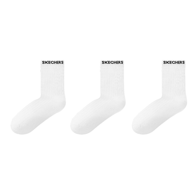 Skechers斯凯奇抗菌吸汗女袜三双装白色袜子女子休闲袜子L425W132