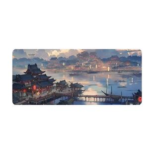 国风超大鼠标垫风景加厚锁边桌面垫水墨画办公键盘垫游戏橡胶防滑