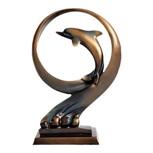 新款欧式海豚摆件家居客厅电视柜酒柜装饰品办公室桌面创意工艺品